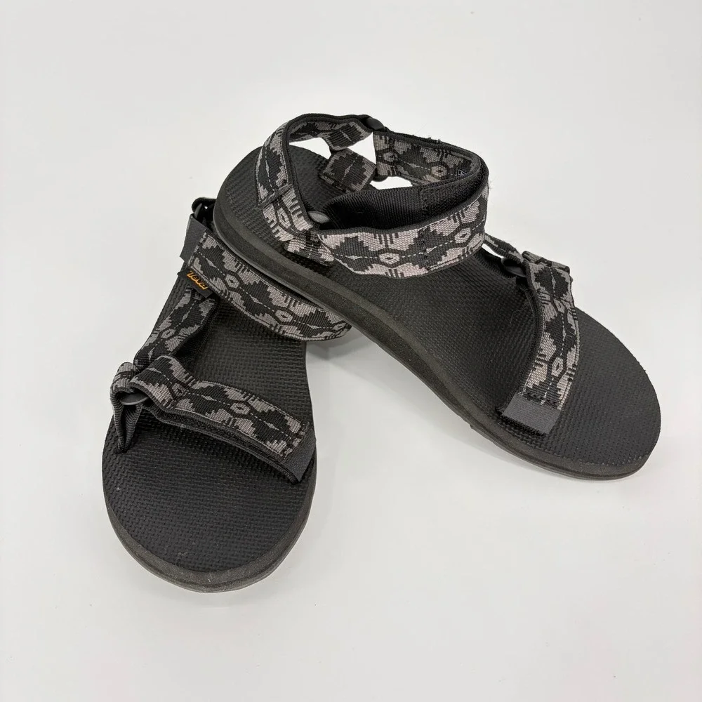 Teva Original Universal Sandals Black Grey Geometric Strappy Mens 7 Womens 9